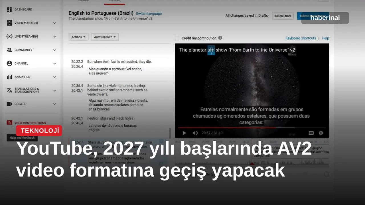 YouTube, 2027 yılı başlarında AV2 video formatına geçiş yapacak