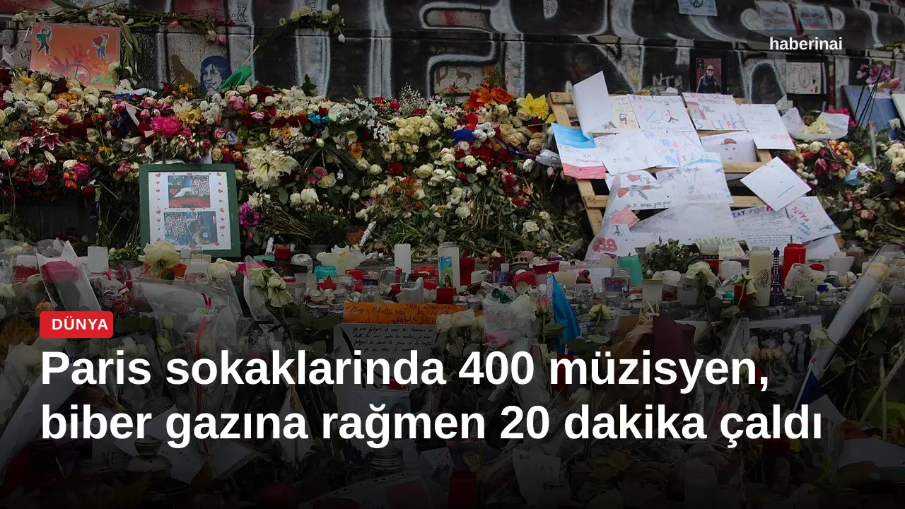 Paris sokaklarinda 400 müzisyen, biber gazına rağmen 20 dakika çaldı